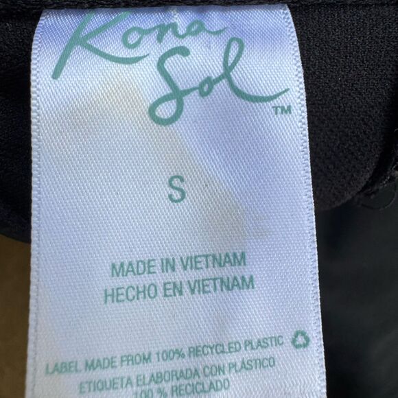 Kona Sol Swimsuit Black Sz S Women' Crochet Flounce Bandeau One Piece One strap - Picture 11 of 13